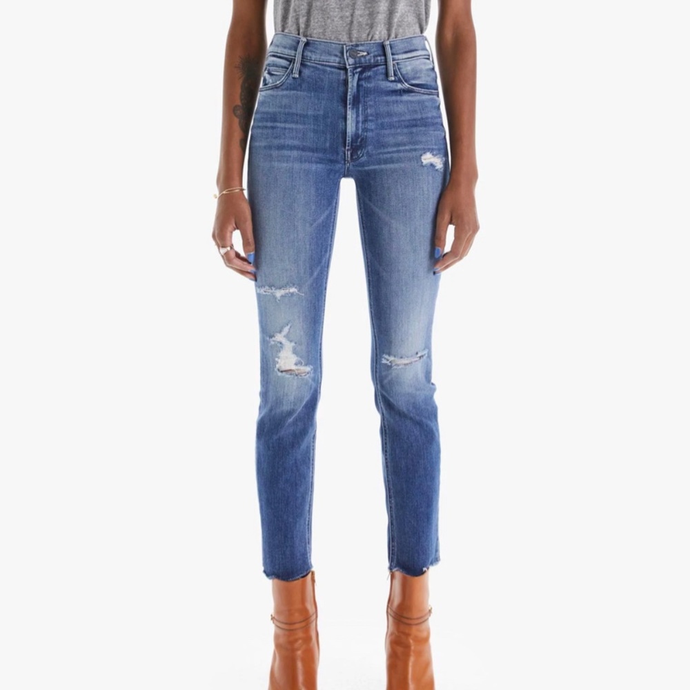 MOTHER Mid Rise Dazzler Ankle Fray